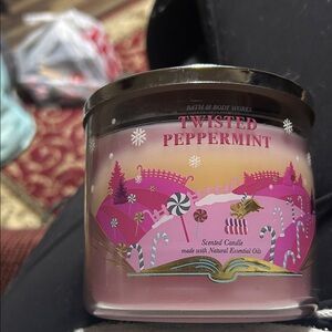 Bath & Body Works Twisted Peppermint Candle - Pink and White